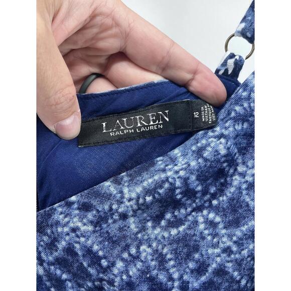 Lauren Ralph Lauren Patchwork 100% Linen Dress Women's 12 Mixed Print Western - Picture 2 of 11